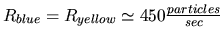 $R_{blue}=R_{yellow}\simeq 450\frac{particles}{sec}$